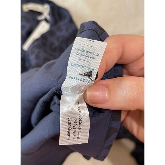 NWT Marine Layer Size Small Rory Long Sleeve Ruffle Blouse Cheetah Blue Purple - Picture 11 of 11